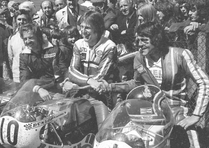 Framed Print : Chas Mortimer (Yamaha) Charlie Williams (Dugdale Maxton Yamaha) and Tom Herron (Yamaha) 1975 Junior TT Framed Print : Chas Mortimer (Yamaha) Charlie Williams (Dugdale Maxton Yamaha) and Tom Herron (Yamaha) 1975 Junior TT