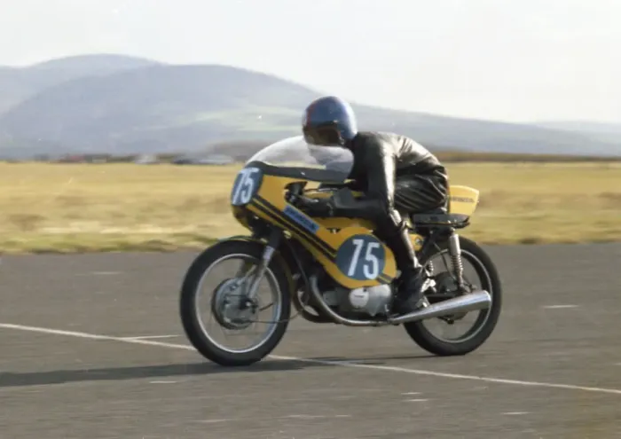 Framed Print : Chris Grose (Honda) 1976 Jurby Airfield Framed Print : Chris Grose (Honda) 1976 Jurby Airfield