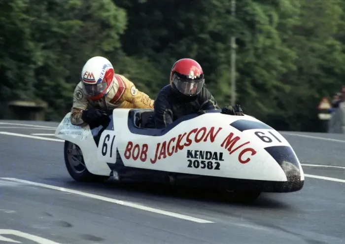 Framed Print : Colin Jacobs & Alan Bud Jackson (Kawasaki) 1989 Sidecar TT