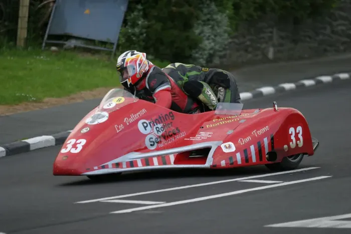Framed Print : Conrad Harrison & Dan Toone (DMR Honda) 2005 Sidecar TT