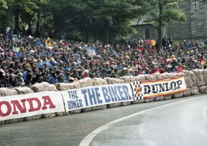 Framed Print : Crowds at Braddan Bridge 1980 Formula One TT Framed Print : Crowds at Braddan Bridge 1980 Formula One TT