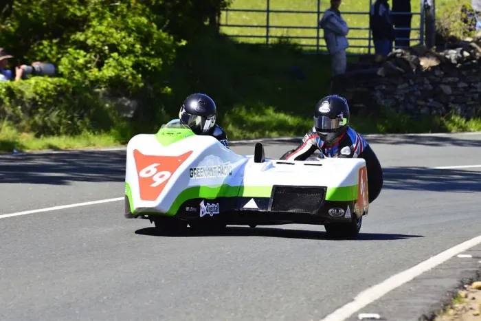 Framed Print : Dan Knight & Stephane Hubert (Suzuki) 2015 Sidecar TT