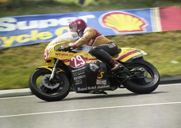 1982 Formula One TT Print: Danny Shimmin at Signpost Corner. Art
