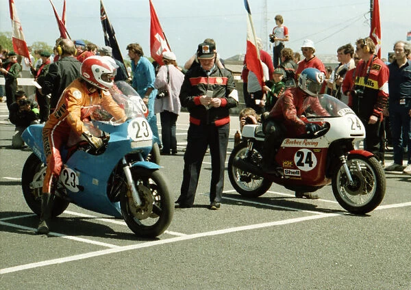 Dave Broadhead (Kawasaki) and Alistair Frame (BSA) 1984 Formula One TT