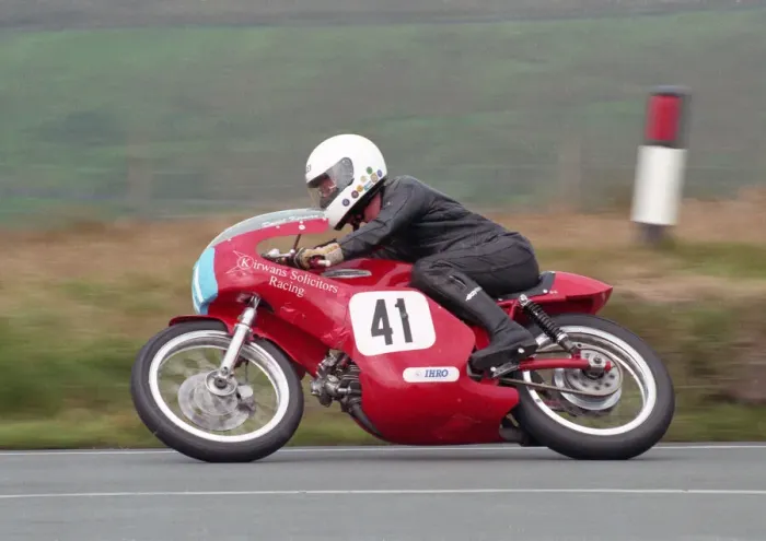 Framed Print : Dave Kirwan (Aermacchi) 1996 Junior Classic Manx Grand Prix