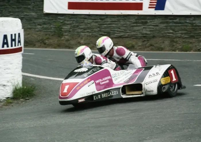 1992 Sidecar TT - Kawasaki at Governors Bridge Print. Art Prints