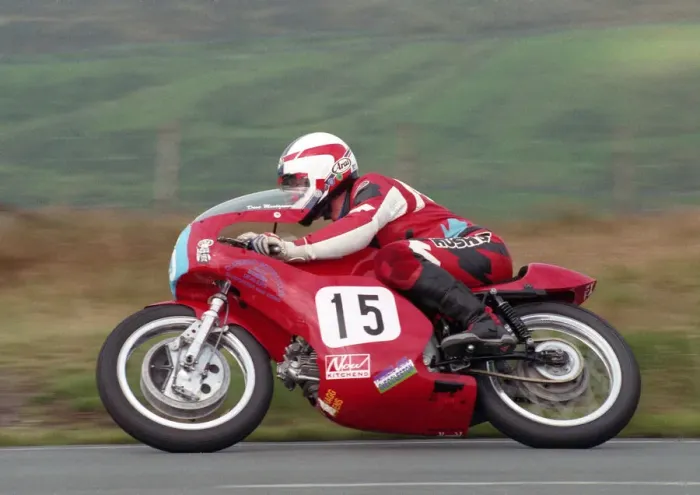 Framed Print : Dave Montgomery (Meadows Aermacchi) 1996 Junior Classic Manx Grand Prix