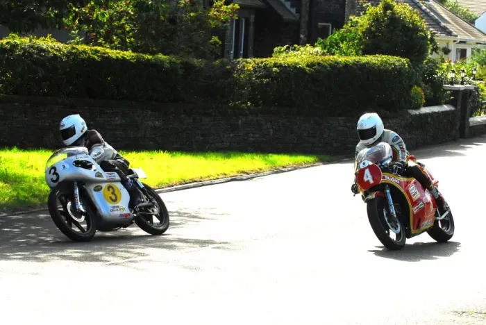 Framed Print : Dave Roper (Arter Matchless) and Graeme Crosby (Suzuki) 2016 Classic TT Parade Lap Framed Print : Dave Roper (Arter Matchless) and Graeme Crosby (Suzuki) 2016 Classic TT Parade Lap