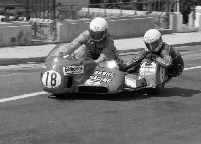 Framed Print : Dave Saville & Dave Hall (Sabre) 1984 Sidecar TT Framed Print : Dave Saville & Dave Hall (Sabre) 1984 Sidecar TT