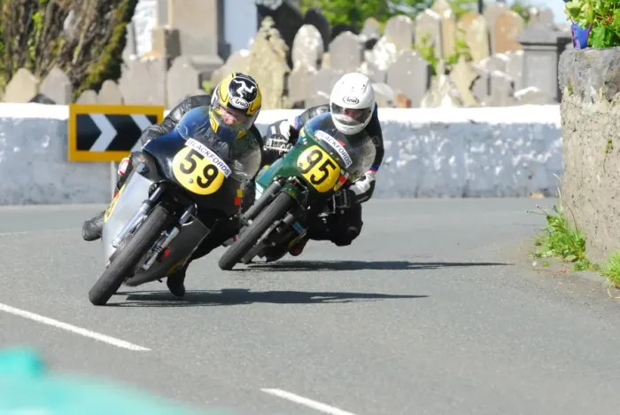 Framed Print : David Hebb (Norton) and Edward Manley (Matchless) 2015 Pre TT Classic Framed Print : David Hebb (Norton) and Edward Manley (Matchless) 2015 Pre TT Classic