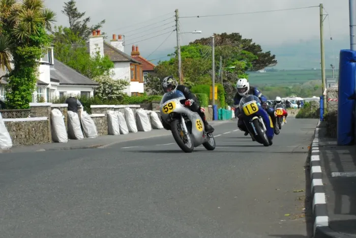 Framed Print : David Hobb (Norton) leads Alan Bud Jackson (Norton) 2014 Pre TT Classic