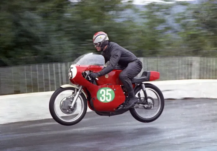 Framed Print : David J Page (Bultaco) 1967 Lightweight Manx Grand Prix