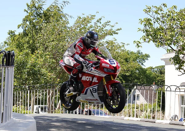 David Johnson (Honda) on Ballaugh Bridge 2019 Supersport TT
