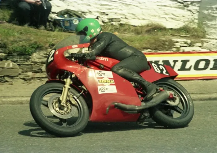 Framed Print : Denis Gallagher (Ducati) 1986 Formula 2 TT