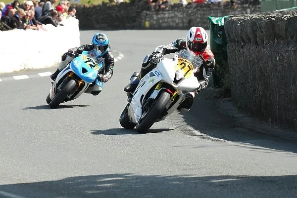 Dennis Booth (Yamaha) and Russ Mountford (Triumph) 2015 Southern 100