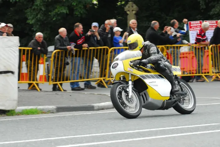 Framed Print : Derek Brindley (Yamaha) 2013 Classic TT Lap of Honour Framed Print : Derek Brindley (Yamaha) 2013 Classic TT Lap of Honour