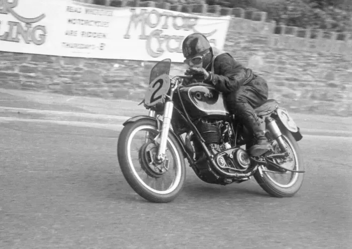 Framed Print : Derek Ennett (AJS) 1952 Senior Manx Grand Prix Framed Print : Derek Ennett (AJS) 1952 Senior Manx Grand Prix