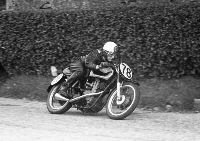 Framed Print : Derek Ennett (AJS) 1954 Junior Manx Grand Prix Framed Print : Derek Ennett (AJS) 1954 Junior Manx Grand Prix