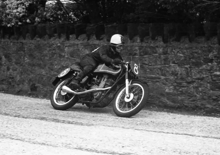 Framed Print : Derek Ennett (AJS) 1955 Southern 100 Framed Print : Derek Ennett (AJS) 1955 Southern 100