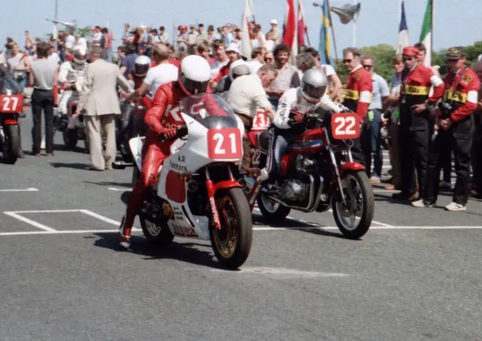 Framed Print : Derrick Bates (Honda) and Manfred Stengl (Honda) 1984 Production TT Framed Print : Derrick Bates (Honda) and Manfred Stengl (Honda) 1984 Production TT