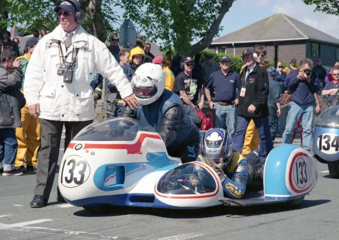 Framed Print : Dick Hawes & Eddie Kiff (Busch) 2002 TT Parade Lap Framed Print : Dick Hawes & Eddie Kiff (Busch) 2002 TT Parade Lap