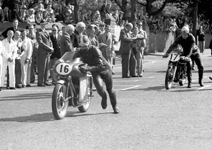 Framed Print : Dickie Dale (MV) 1954 Junior TT