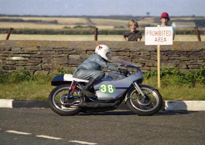 Framed Print : Dickie Watson (Suzuki) 1976 Jurby Road