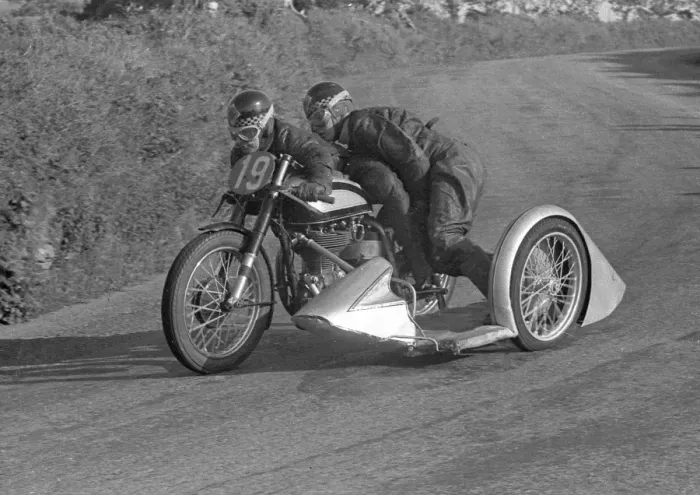 Framed Print : Don & Pat Overall (Norton) 1954 Sidecar TT practice Framed Print : Don & Pat Overall (Norton) 1954 Sidecar TT practice