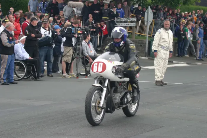 Framed Print : Dougie Oliver (Rickman Trident) 2010 TT Parade Lap Framed Print : Dougie Oliver (Rickman Trident) 2010 TT Parade Lap
