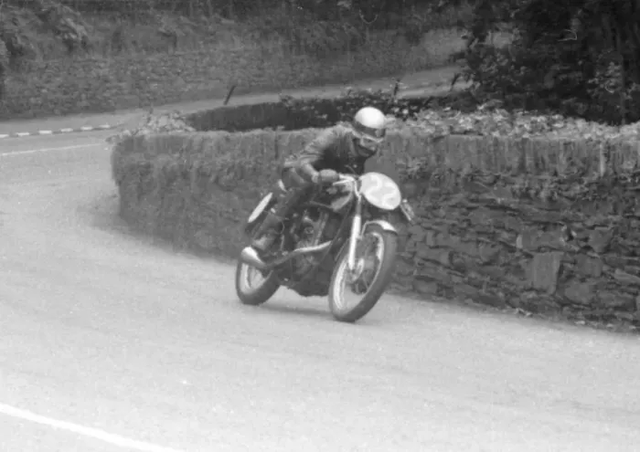 Framed Print : Edward Goodwin (AJS) 1956 Junior Manx Grand Prix