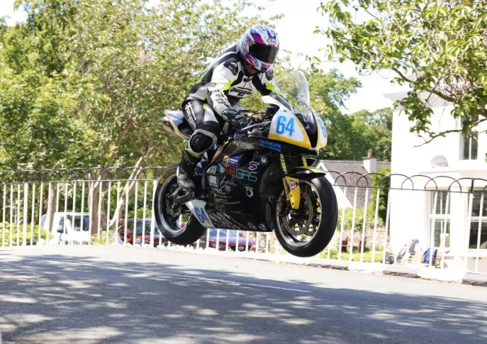 Framed Print : Forest Dunn (Honda) on Ballaugh Bridge 2019 Sopersport TT Framed Print : Forest Dunn (Honda) on Ballaugh Bridge 2019 Sopersport TT