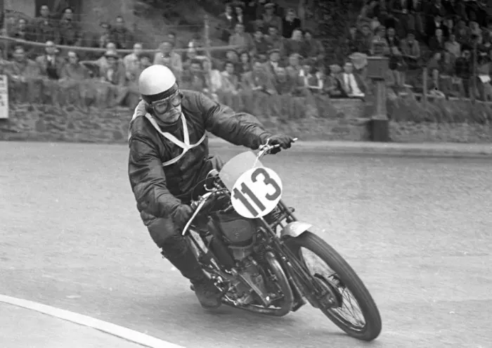 Framed Print : Frank Fletcher (Excelsior) 1950 Lightweight Clubman TT