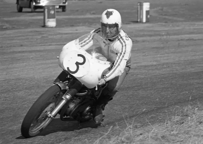 Framed Print : Frank Fox (Triumph) 1974 Jurby Airfield Framed Print : Frank Fox (Triumph) 1974 Jurby Airfield