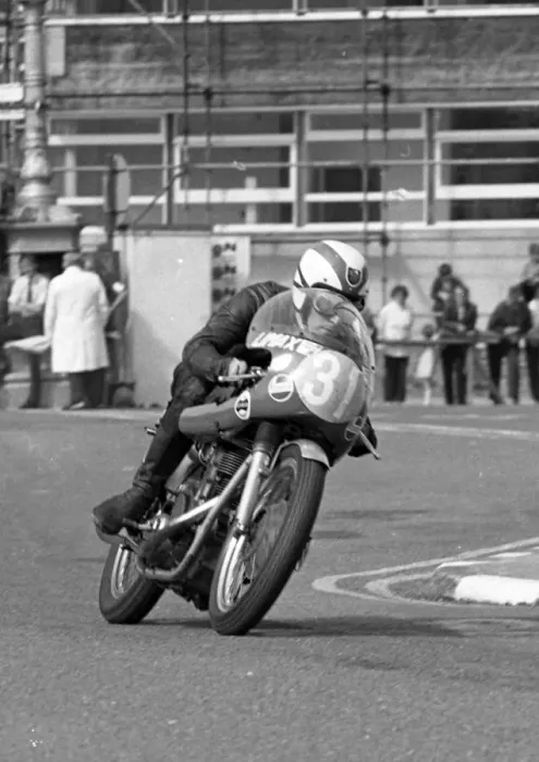 Framed Print : Frank Moss (AJS) 1973 Junior Manx Grand Prix Framed Print : Frank Moss (AJS) 1973 Junior Manx Grand Prix