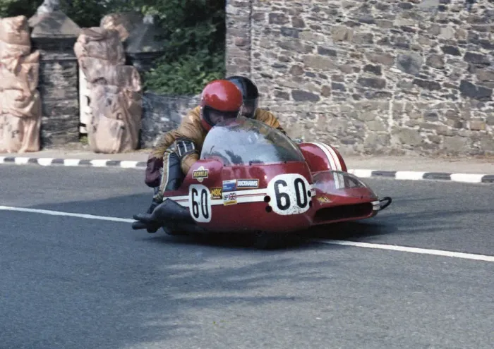 Framed Print : Fred Cornbill & Mike Tinkler (Parker Suzuki) 1978 Sidecar TT