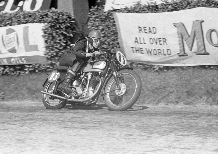 Framed Print : Geoff Alcock (Norton) at Cronk ny Mona; 1951 Senior Clubman TT Framed Print : Geoff Alcock (Norton) at Cronk ny Mona; 1951 Senior Clubman TT