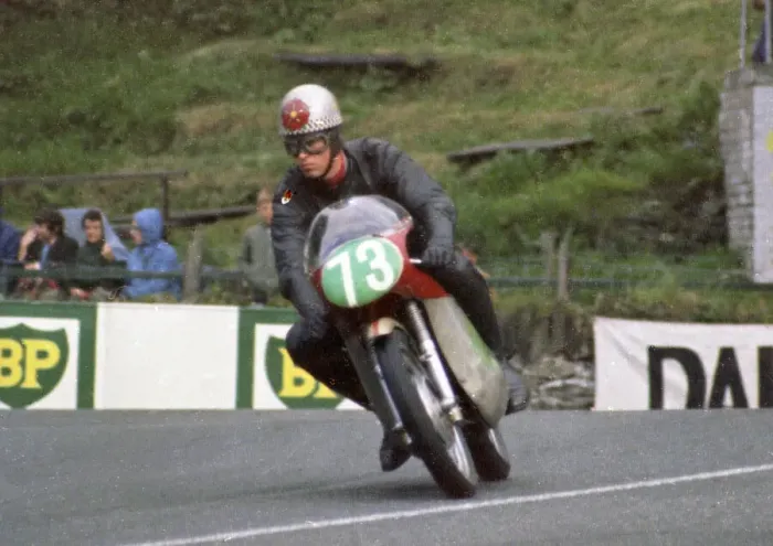 Framed Print : George Ratcliffe (Bultaco) 1967 Lightweight Manx Grand Prix