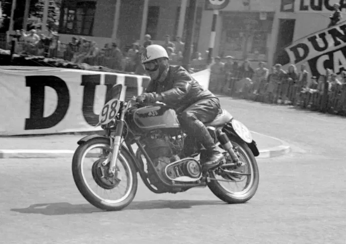 Framed Print : George Scott (AJS) 1953 Junior TT