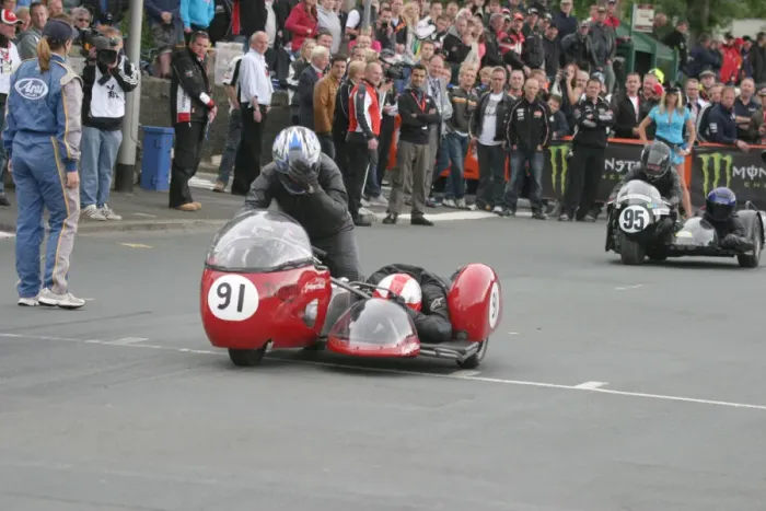 Framed Print : Grahame Alcock & Kerry Williams (Triumph / Norton) 2010 TT Parade Lap Framed Print : Grahame Alcock & Kerry Williams (Triumph / Norton) 2010 TT Parade Lap