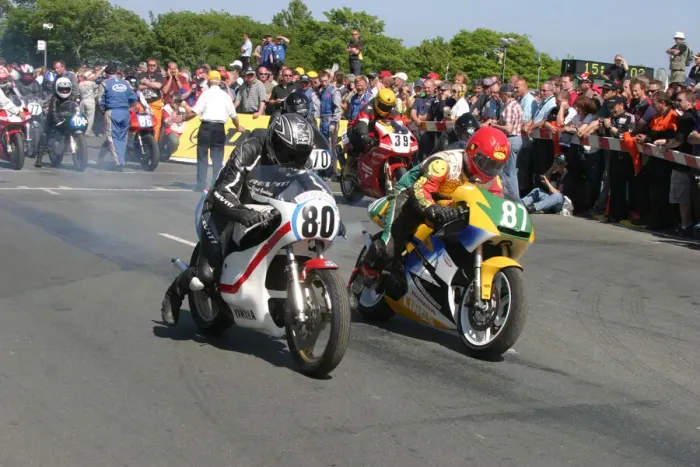Framed Print : Grant Goodings (Yamaha) and David O Leary (Honda) 2007 TT Parade Lap Framed Print : Grant Goodings (Yamaha) and David O Leary (Honda) 2007 TT Parade Lap