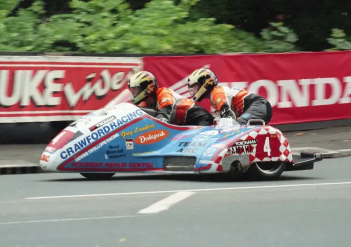 Framed Print : Greg Lambert & Dickie Gale (Windle) 1998 Sidecar TT