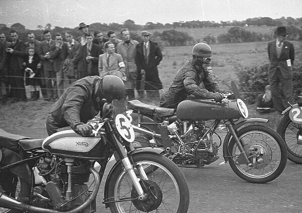 Harold Daniell (Norton) and Bob Foster (Guzzi) 1949 Senior Ulster Grand Prix