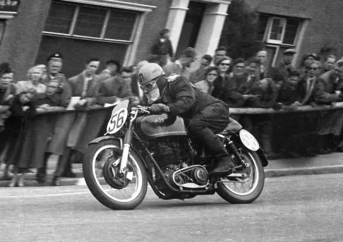 Framed Print : Harry Plews (AJS) 1955 Junior TT