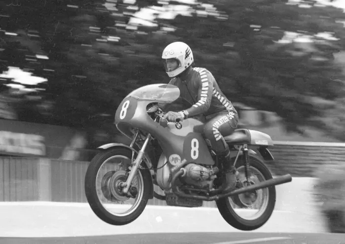 Framed Print : Helmut Dahne (BMW) 1977 Formula One TT practice Framed Print : Helmut Dahne (BMW) 1977 Formula One TT practice