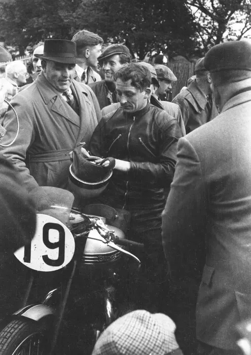 Framed Print : Ian Atkinson (Triumph) 1955 Senior Clubman TT Framed Print : Ian Atkinson (Triumph) 1955 Senior Clubman TT