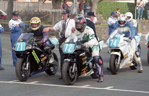 Ian Pattinson (Kawasaki) & Ken Davis (Chaintec Honda) 1996 Junior Manx Grand Prix