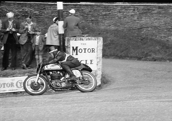 Ian Stuart (Norton) At Governor's Bridge 1956 Junior Manx Grand Prix