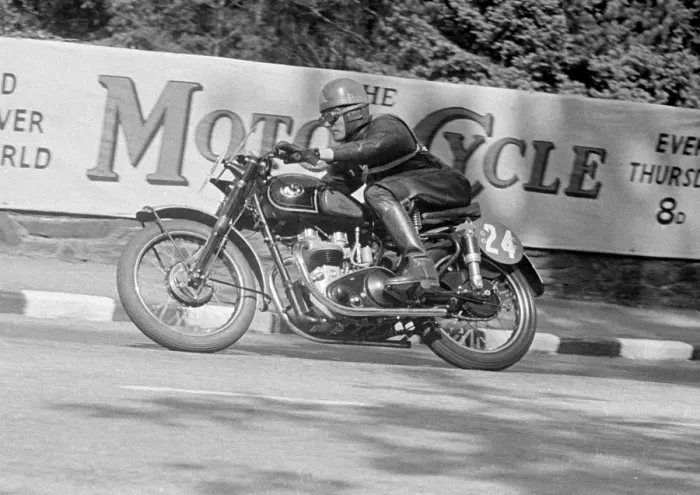 Framed Print : James Thomson (AJS) 1951 Senior Clubman TT