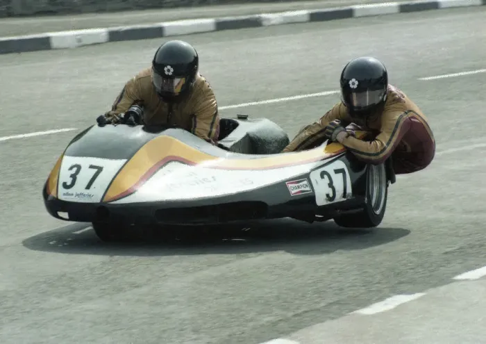 Framed Print : John Hartell & Robert Hartell (Windle Yamaha) 1980 Sidecar TT