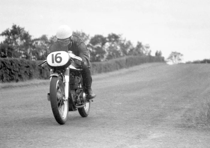 Framed Print : John Hartle (Norton) 1956 Junior Ulster Grand Prix